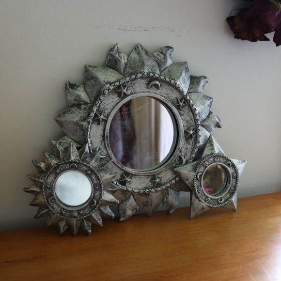 Vintage Silver Celestial sun mirror - Picture 2 of 4